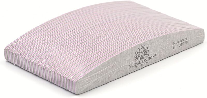 Global Fashion Professional Washable Nail File Set, 100/150, 24 Pieces, White