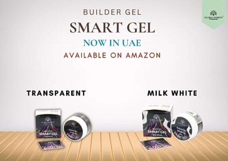 Global Fashion Professional Smart Gel Two-Phase Builder Gel, 15gm, Milk White