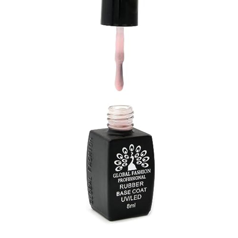 Global Fashion Professional Long-Lasting & Chip-Resistant French Rubber Base Coat UV/LED, 8ml, 06, Pink