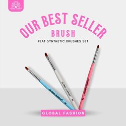 Global Fashion Professional Flat Synthetic Nail Art Brush, #6, White