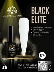 Global Fashion Professional Black Elite Gel Nail Polish, 8ml, 174, White