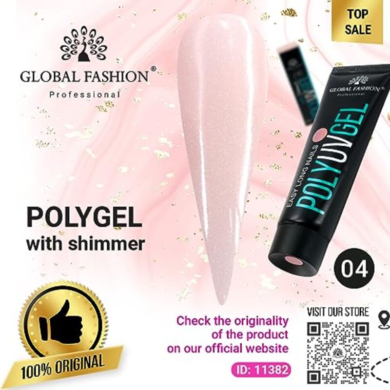 Global Fashion Professional Easy Long-Lasting Salon-Quality Nails Poly UV Gel, 04, Pink