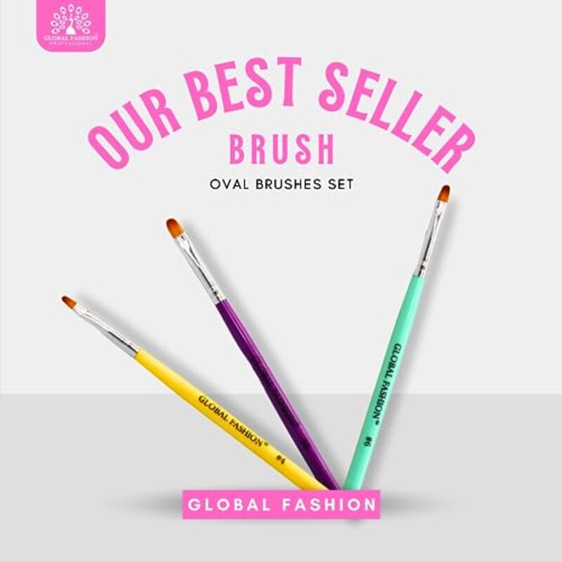 Global Fashion Professional Oval Nail Art Brush, #4, Yellow