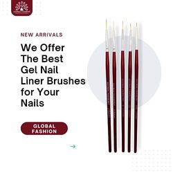 Global Fashion Professional Fine Liners & 3D Texture Nail Art Design Brush, 13mm, Brown