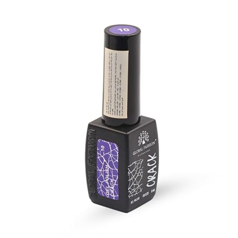 Global Fashion Professional Captivating Cracked Effects Gel Nail Polish, 8ml, No. 10, Purple