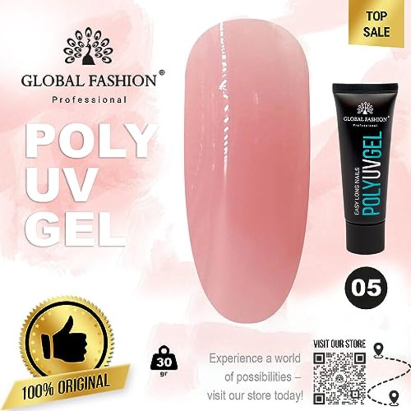 Global Fashion Professional Durable and Easy Long-Lasting Nail Enhancements Poly UV Gel, 05, Pink