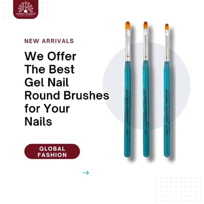 Global Fashion Professional Fine Bristle Nail Art Brush, #8, Blue