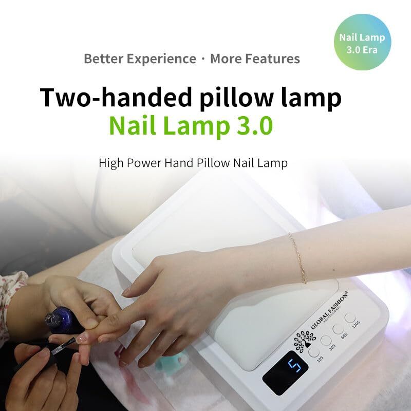 Global Fashion Professional 2-In-1 Led/Uv Nail Lamp With Hand Pillow, White
