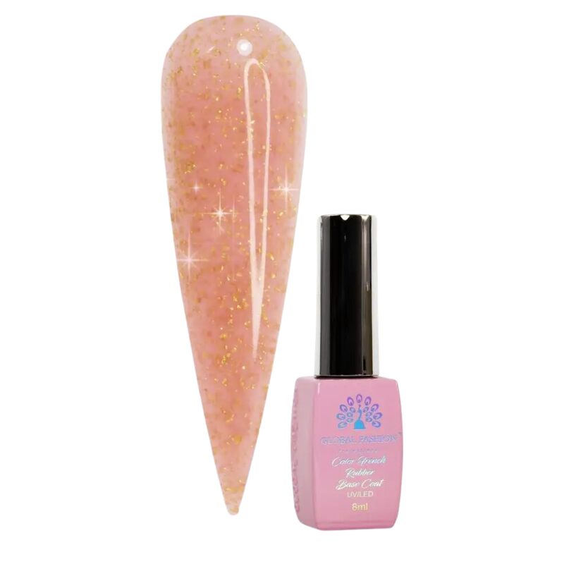 Global Fashion Professional Non-Toxic Flakes Base Coat Nail Polish, Long-Lasting Vegan Cruelty-Free, 8ml, 03, Pink