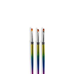 Global Fashion Professional Nail Art Flat, Oval, and Synthetic Brush, 3 Pieces, Multicolours