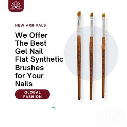 Global Fashion Professional Flat Synthetic Nail Brush for UV Gel Polish, #6, Brown