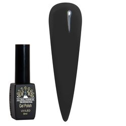 Global Fashion Professional Black Elite Gel Nail Polish, 381 Colors of Long-Lasting Elegance, 8ml, 303, Black