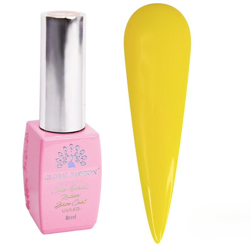 Global Fashion Professional Neon Base Coat Nail Polish, Non-Toxic Nail Treatment Vegan Cruelty Free, 8ml, 12, Yellow