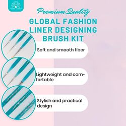 Global Fashion Professional Nail Art Brushes Set, 7mm, Multicolour