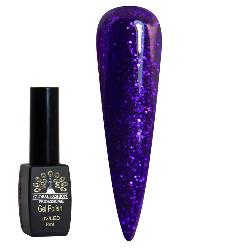 Global Fashion Professional Black Elite Gel Nail Polish, 8ml, 164, Violet