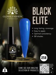 Global Fashion Professional Black Elite Gel Nail Polish, 381 Colors of Long-Lasting Elegance, 8ml, 258, Blue