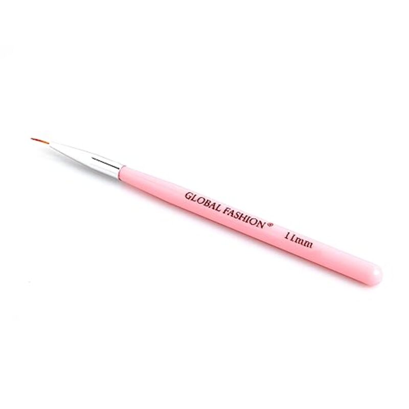 Global Fashion Professional Fine Liner Nail Art Brush, 11mm, Pink