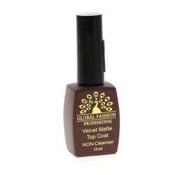 Global Fashion Professional Velvet Matte Finish Non-Cleaner & Long-Lasting Top Coat Ideal for Gel Polish, 12ml, Pink