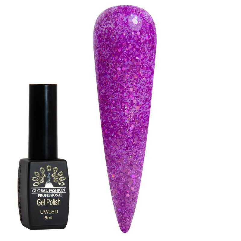 Global Fashion Professional Black Elite Gel Polish, 8ml, 378, Purple