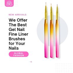 Global Fashion Professional Nail Art Gradient Pen with Fine Liner Brush, Multicolour