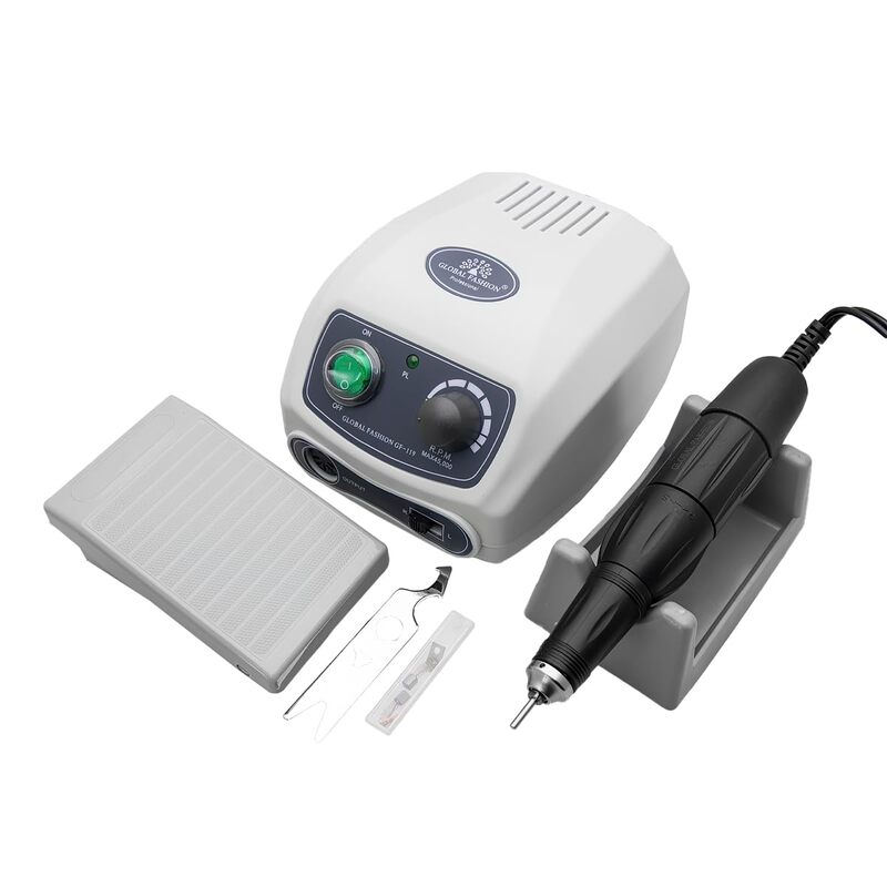 Global Fashion Professional High-Powered Nail Drill Machine for Manicure and Pedicure, 80W, GF-119, Multicolour