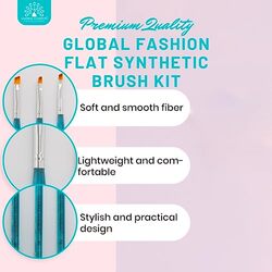 Global Fashion Professional Flat Synthetic Nail Brush, #8, Blue