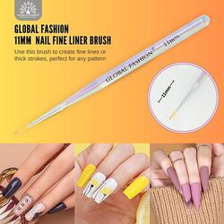 Global Fashion Professional Acrylic Nail Fine Liner Brush Set, 3 Pieces, White