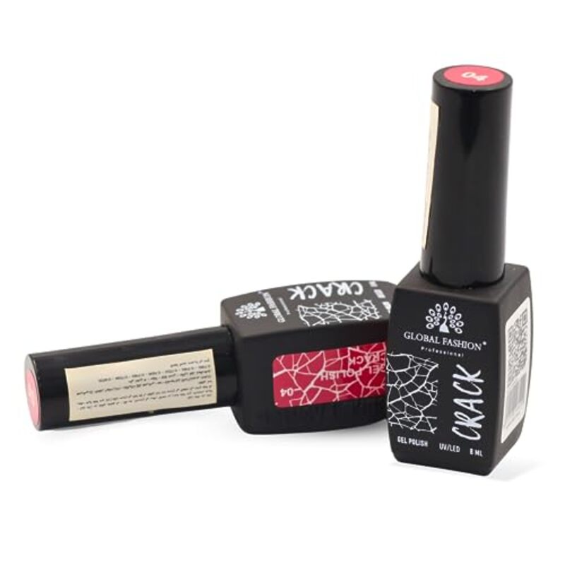 Global Fashion Professional Captivating Cracked Effects Gel Nail Polish, 8ml, No. 04, Red