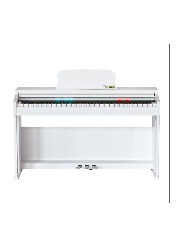 The One Play Smart Piano with Lighted-Up Teaching Keys, White