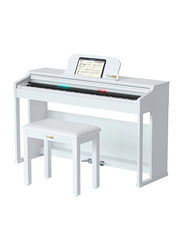 The One Play Smart Piano with Lighted-Up Teaching Keys, White