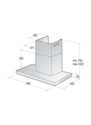 Gorenje 90cm Built-in Stainless Steel Chimney Hood, WHT923E5XUK, Silver