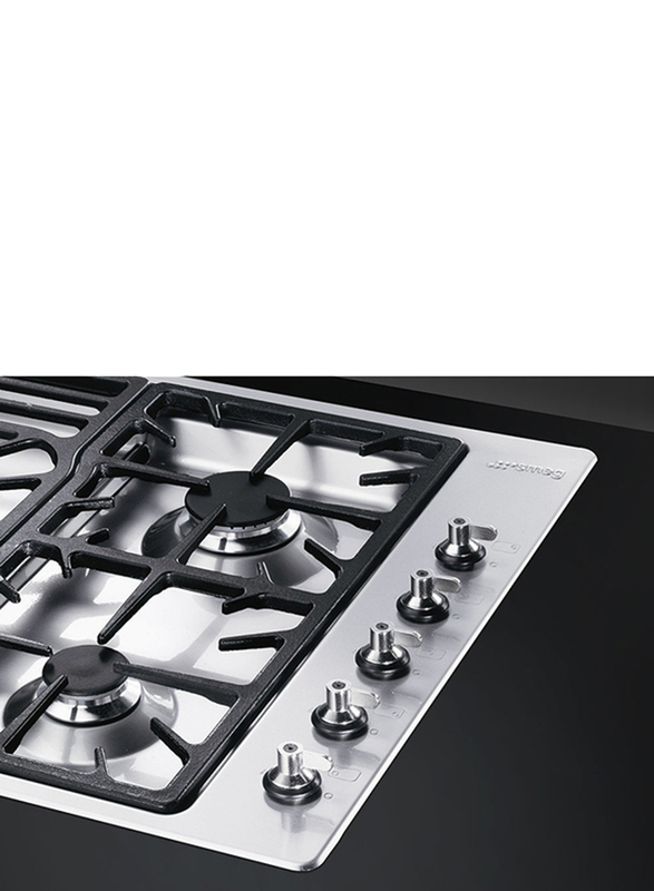 Smeg 5-Burner Gas Built-in Stainless Steel Gas Hob, PGF954, Black/Silver