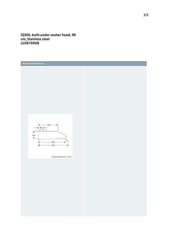 Siemens 90cm Built-in Stainless Steel Chimney Hood, LU26150GB, Silver