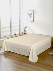 Cotton Home Super Soft Flat Sheet, 160 x 220cm, Single, Ivory