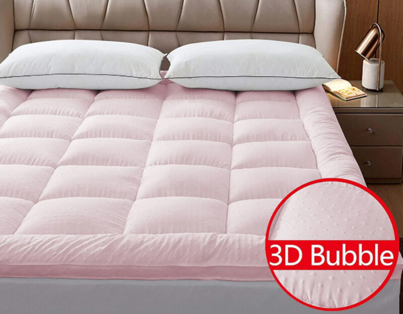 Cotton Home Supersoft Bubble Mattress Topper, 200 x 200 + 5cm, Pink