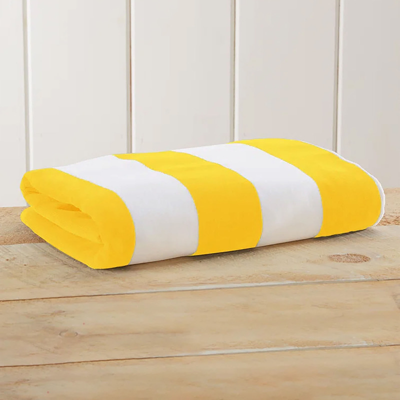 Cotton Home 100% Cotton Striped Pool Towel, Yellow