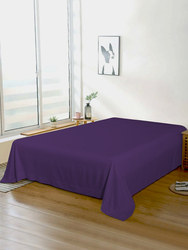 Cotton Home Super Soft Flat Sheet, 160 x 220cm, Single, Dark Purple