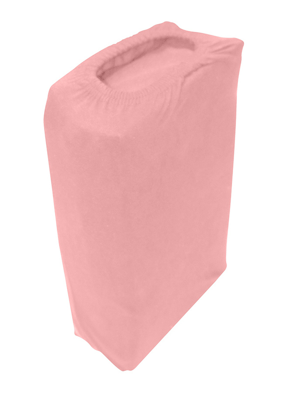 Cotton Home 3-Piece Jersey Fitted Sheet Set, 1 Fitted Sheet 160 x 200 x 30 + 2 Pillow Case 48 x 74 x 12cm, Queen, Pink
