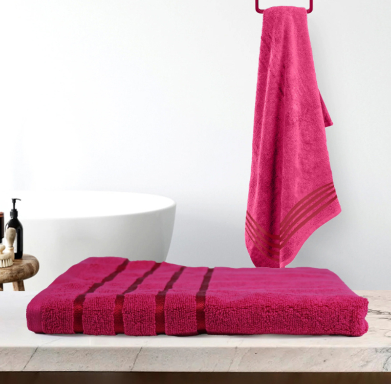 

Cotton Home 100% Cotton Aqua Breeze Bath Towel, 70 x 140cm, Hot Pink