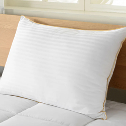 Cotton Home 100% Cotton Stripe Pillow with Gold Cord, King, 50x90cm, White