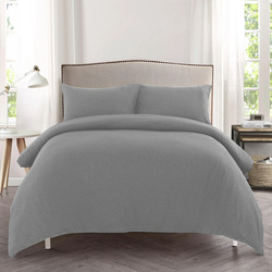 Cotton Home Jersey 3-Piece Duvet Set, 1 Duvet Cover 220 X 220cm + 2 Pillow Case 48 X 74 X 12cm, Double, Grey