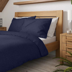 Cotton Home Jersey 3-Piece Duvet Set, 1 Duvet Cover 220 X 220cm + 2 Pillow Case 48 X 74 X 12cm, Double, Navy Blue