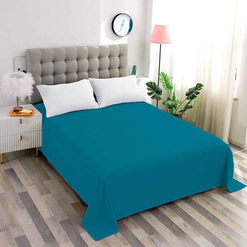 Cotton Home 100% Cotton Flat Sheet, 240x260cm, Turquoise