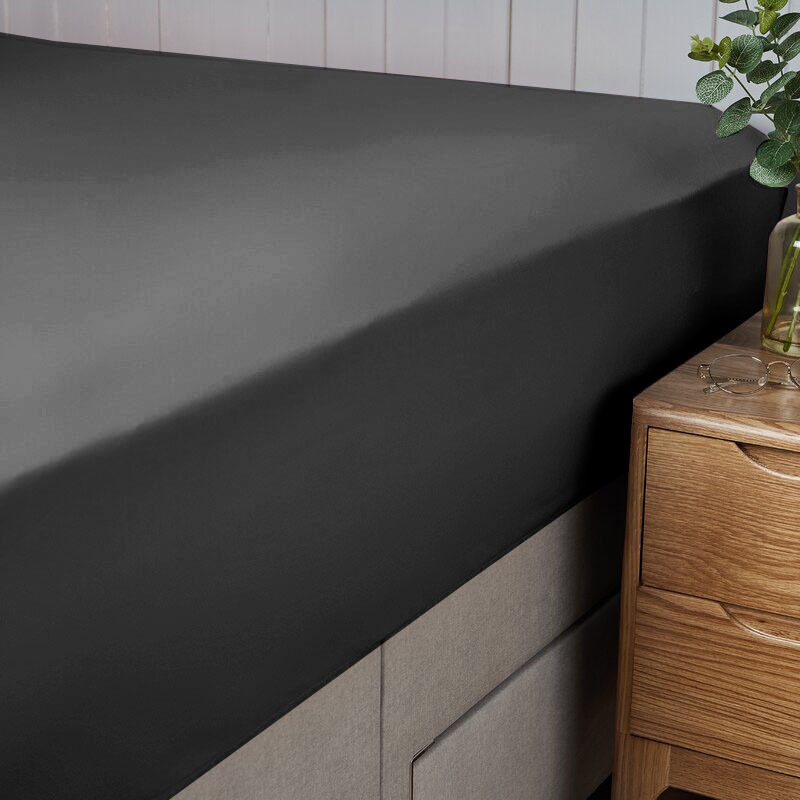 

Cotton Home Fitted Sheet 100% Cotton, 180 x 200 + 30cm, Black