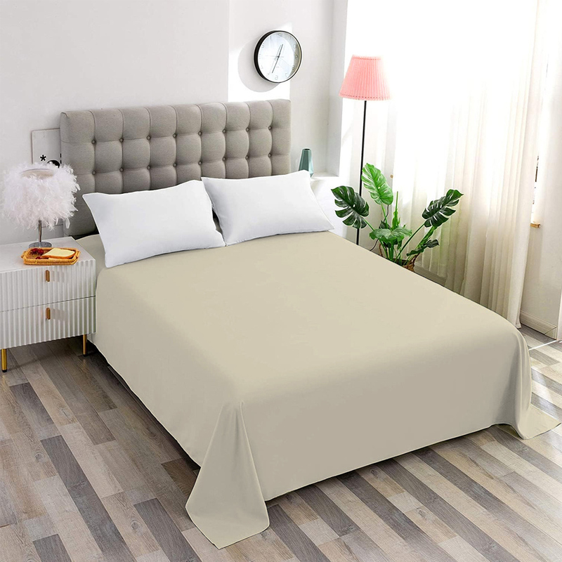 Cotton Home Flat Sheet 100% Cotton, 200 x 240cm, Cream