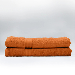 Cotton Home 2-Piece 100% Cotton Bath Towel Set, 70 x 140cm, Orange