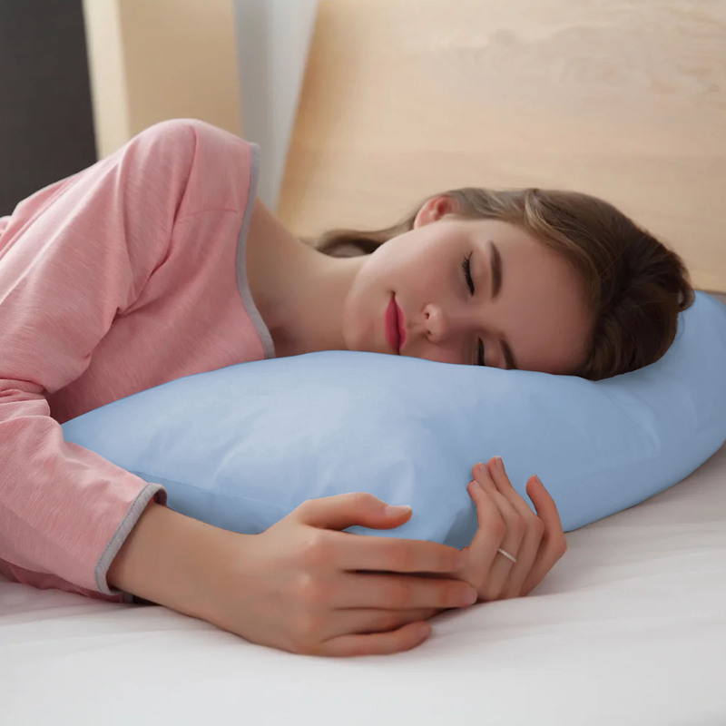 Cotton Home V-Shaped Pillow, Blue