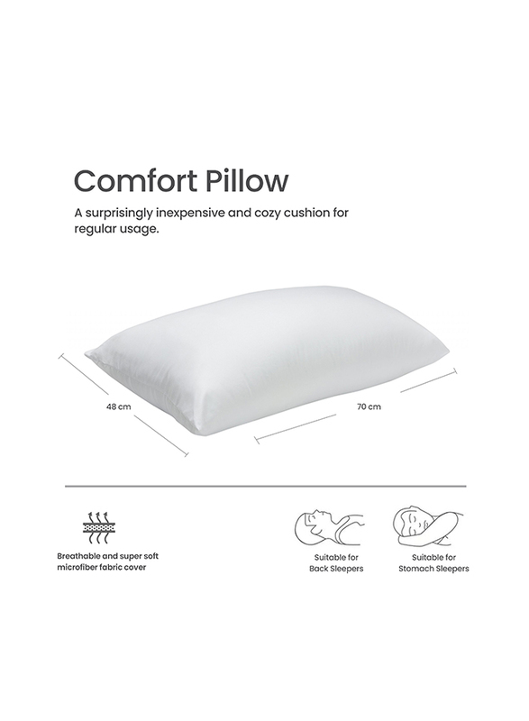 Cotton Home Comfort Pillow, 48 x 70cm, White