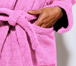 Cotton Home Bathrobe with Pockets Terry, Dusty Pink