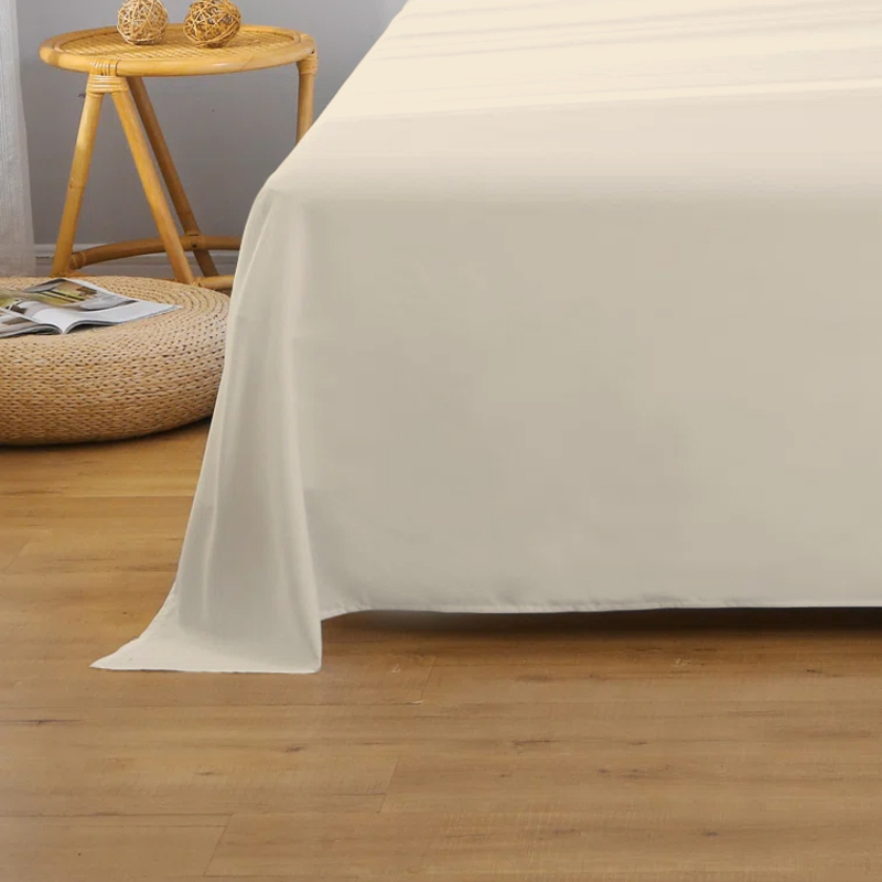 Cotton Home Super Soft Flat Sheet, 160 x 220cm, Single, Ivory